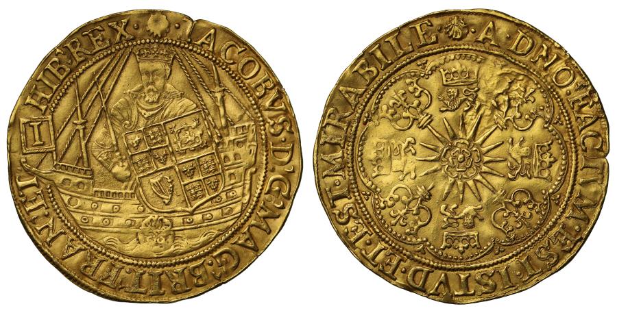 World Coins - James I second coinage gold Spur Ryal