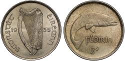 World Coins - Ireland, Free State, 1935 Florin, Salmon MS63