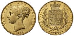 World Coins - Victoria 1838 Sovereign, first young head, first date