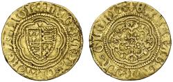 World Coins - Henry V / Henry VI mule Quarter-Noble, mint mark pierced cross / lis Ext. Rare