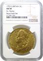 World Coins - George II 1753 Five Guineas, older bust, NGC AU58, final currency date