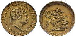 World Coins - George III 1817 Sovereign AU58 first year of issue
