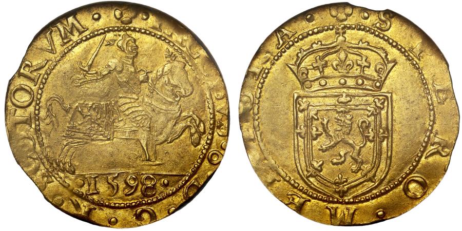 World Coins - Scotland, James VI 1598 gold Rider, very rare date, only one graded AU50
