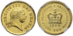 World Coins - George III 1810 Third-Guinea, NGC MS62