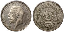 World Coins - George V 1934 'Wreath' Crown, Rarest Date only 932 struck, PCGS MS64