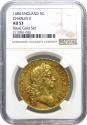 World Coins - Charles II 1684 Five-Guineas, 2nd bust, NGC AU53, final date of reign, T. SEXTO