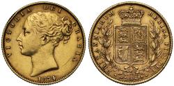 World Coins - Victoria 1874 shield Sovereign London die number 32