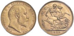 World Coins - Edward VII 1908-P Sovereign Perth Mint MS63
