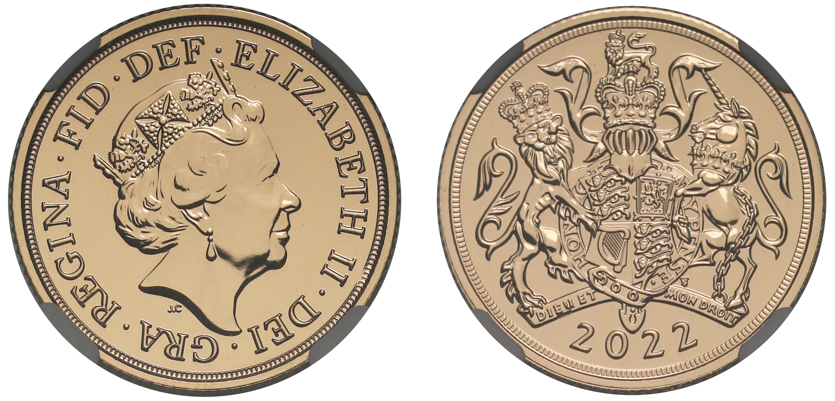 Elizabeth II 2022 MS70 DPL Sovereign, last year of Reign