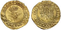 World Coins - James I gold Crown for 5 shillings, 2nd coinage, 1st bust, mm lis