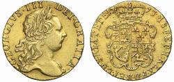 World Coins - George III 1773 Guinea, first 7 over 1, third head, last year for this head
