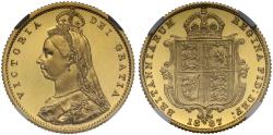 World Coins - Victoria 1887 proof Half-Sovereign, Golden Jubilee issue, only 797 struck