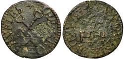 World Coins - 17th Century London Token, Westminster, Bow Street, crossed shovels, 1653