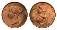 World Coins - Victoria 1841 Halfpenny, second year of currency for denomination, NGC MS64RB