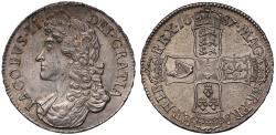 World Coins - James II 1687 Crown second bust