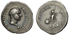 Ancient Coins - Vitellius, Silver Denarius with broad flan.
