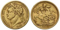 World Coins - George IV 1825 Sovereign, laureate head, last issue, very rare
