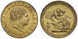 World Coins - George III 1820 Sovereign, open 2 in date, NGC AU58