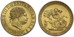 World Coins - George III 1820 Sovereign large date open 2 variety PCGS MS62