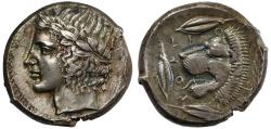 Ancient Coins - Sicily, Leontinoi, Silver Tetradrachm, 430-425 BC.