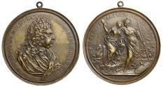 World Coins - Sir Henry Newton (1651-1715), Queen Anne's Ambassador to the Medici Court, grandfather of Admiral Rodney, bronze medal by Massimiliano Soldani, 1709.