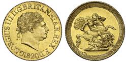World Coins - George III 1820 Sovereign open 2 in date AU58