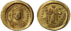 Ancient Coins - Justinian I, gold Solidus.