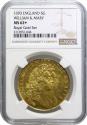 World Coins - William and Mary 1693 Five-Guineas NGC MS62+, edge QVINTO