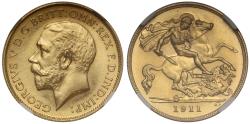 World Coins - George V 1911 proof Half-Sovereign PF66, Coronation issue