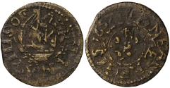 World Coins - Dorset Lyme Regis  Farthing Abraham Pitts 1657, ship sailing left