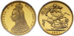 World Coins - Victoria 1887 proof Sovereign PF62 UCAM