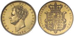 World Coins - George IV 1826 proof Sovereign, bare head issue by Wyon PF61