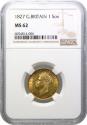 World Coins - George IV 1827 Sovereign, bare head, NGC MS62
