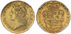 World Coins - George II 1738 Half-Guinea young bust MS64, finest graded, very rare date