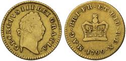 World Coins - George III 1799 Third-Guinea fifth bust, very rare date