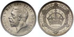 World Coins - George V 1934 'Wreath' Crown, MS64, rarest key date of the type