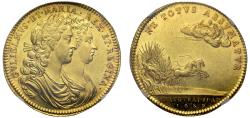 World Coins - Coronation of William & Mary, 1689, Gold Medal, MS61.