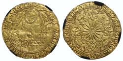 World Coins - Elizabeth I 'Ship Ryal', sixth issue, Tower mint, mm escallop, NGC AU58