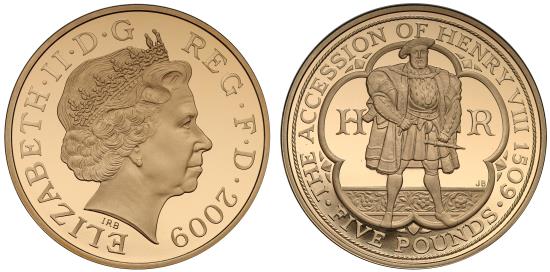 Elizabeth II 2009 proof Five-Pounds - Henry VIII 500th Anniversary