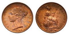 World Coins - Victoria 1841 Halfpenny, second year of currency issue for reign, NGC MS63RB