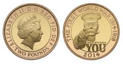 Ancient Coins - Elizabeth II 2014 proof Two-Pounds Kitchener World War I