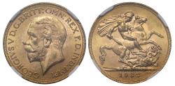 World Coins - George V 1932 SA Sovereign Pretoria Mint MS62, final year for George V
