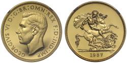 World Coins - George VI 1937 proof Five-Pounds PF63 CAMEO Coronation issue