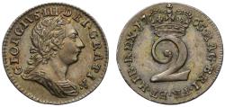 World Coins - George III 1765 silver Twopence, rarest and key date Twopence in this reign R3