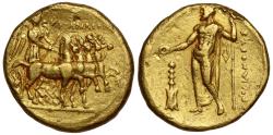 Ancient Coins - Cyrenaica, Ophellas, Gold Stater, c. 322-313 BC.