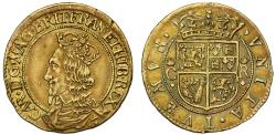 World Coins - Scotland, Charles I gold Half-Unit or Double Crown by Nicholas Briot NGC AU53