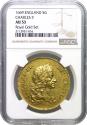 World Coins - Charles II 1669 Five-Guineas, 1st bust, rare date NGC AU53, edge VICESIMO PRIMO