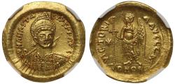 Ancient Coins - Anastasius I, Gold Solidus, Officina A, Ch AU 5/5 2/5.