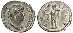Ancient Coins - Hadrian Silver Denarius, rev. Roma.