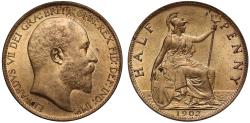 World Coins - Edward VII 1902 Halfpenny, high tide sea level